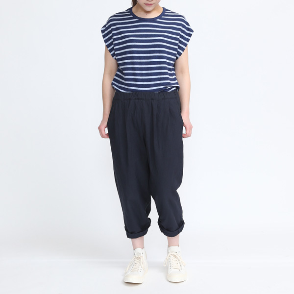 コットンリネン バックサテンサルエルパンツ NAVY／Le minor